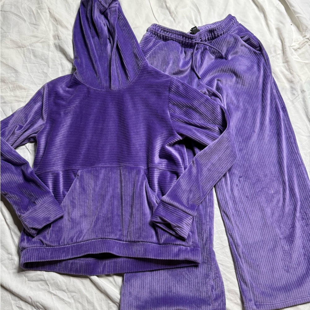 Purple Velour Hoodie and Pants Set